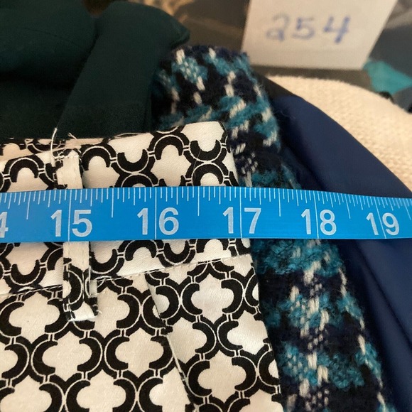 OVI Pants Women Sz M Black White Quatrefoil Mid Rise Straight Leg Cotton Stretch - Picture 5 of 11